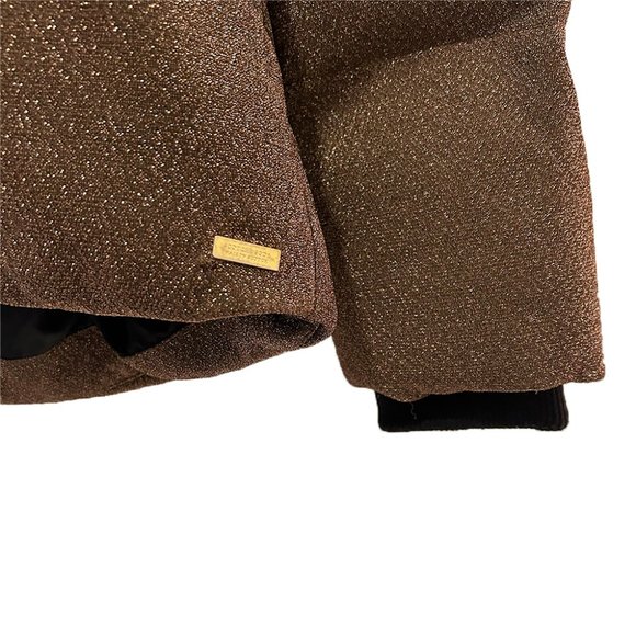 Women's Cocoa Shimmer Puffer Jacket Large - Picture 6 of 10